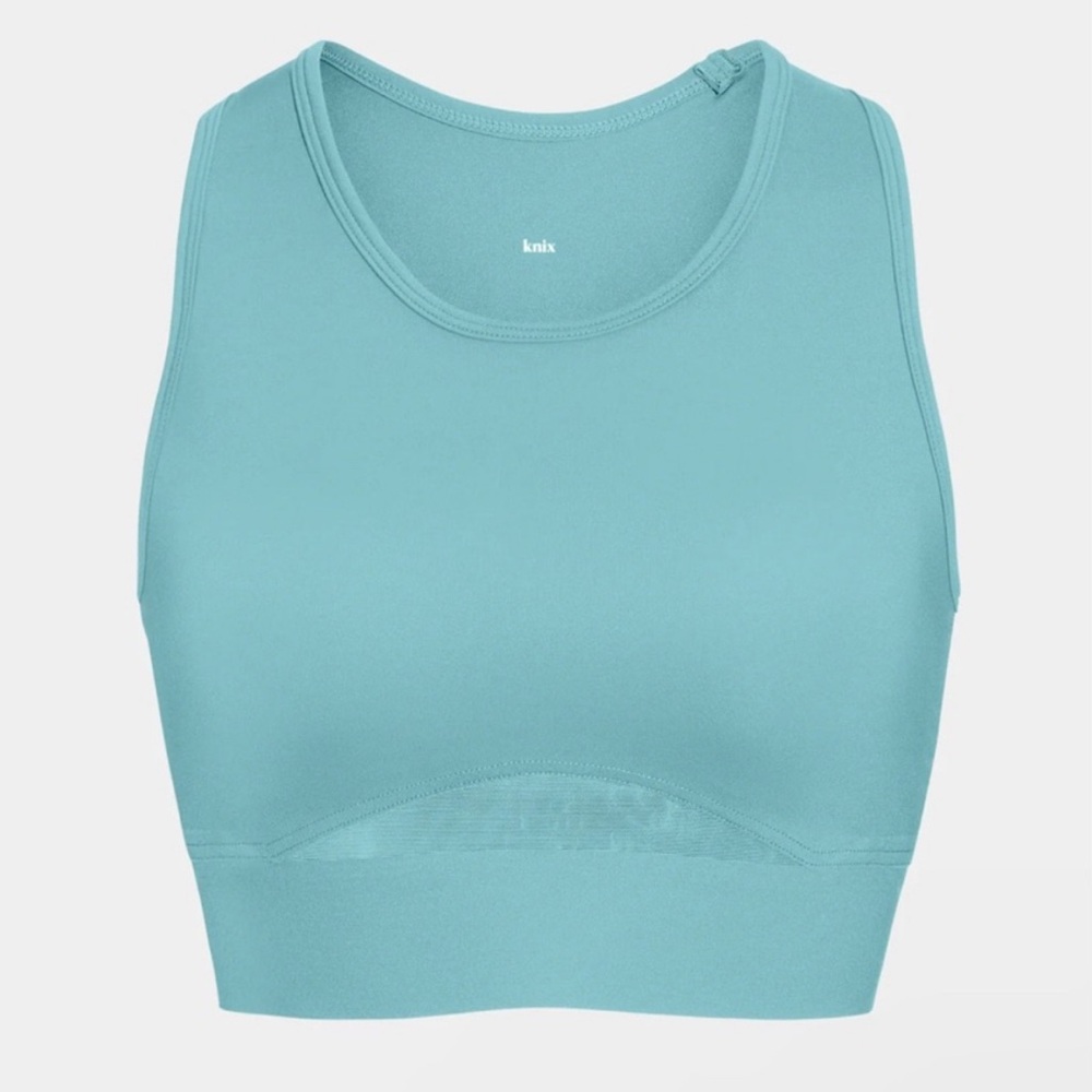 Knix Momenta Racerback Sports Bra Size XXL Aqua Blue Mesh Support